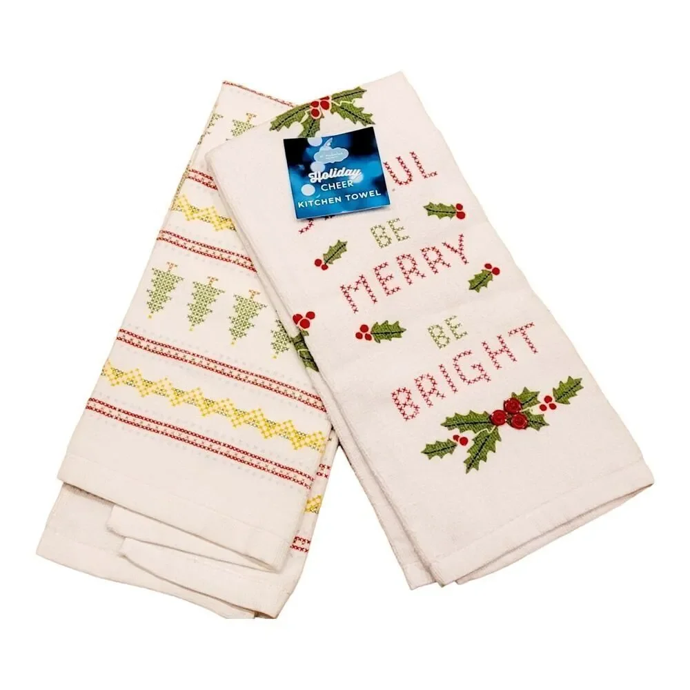 Vintage‎ Set of 2 CHRISTMAS Kitchen Towel Holiday NWT